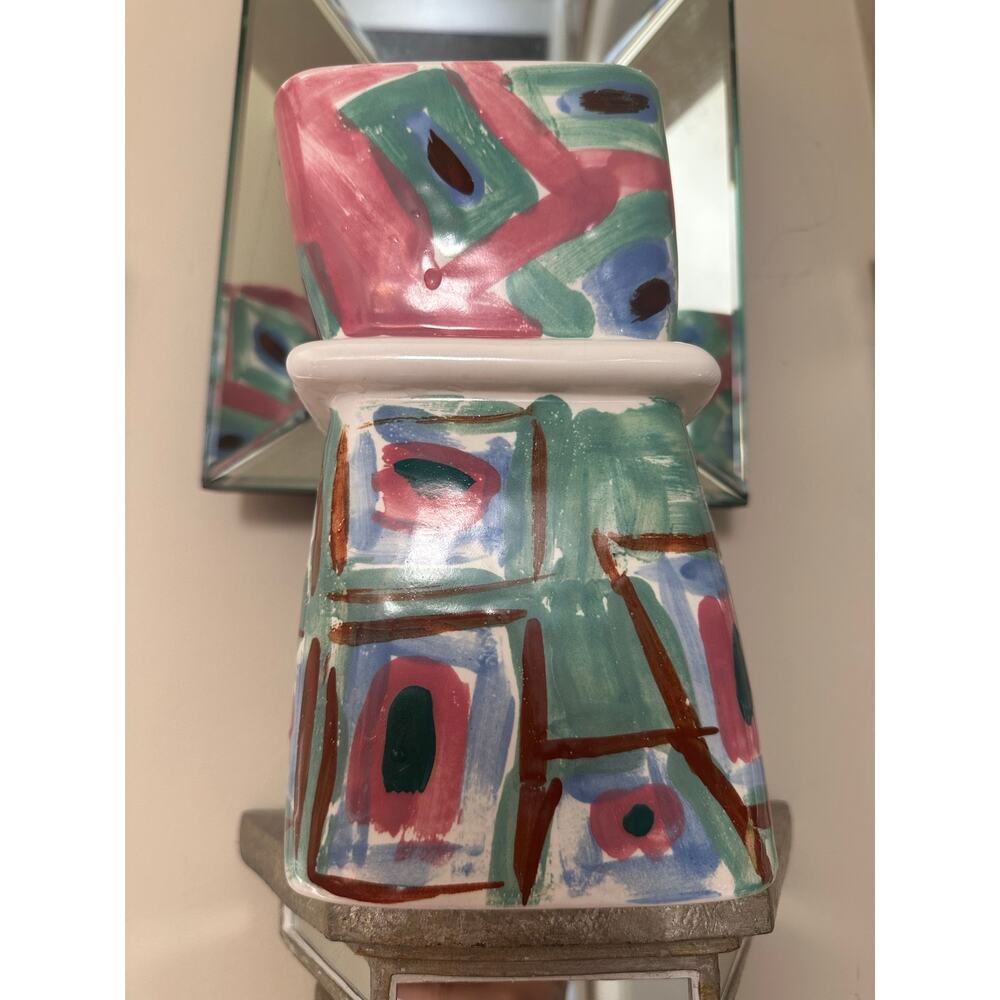 Vintage hand-painted vase colorful abstract unique rare one of a kind unique - Picture 12 of 16